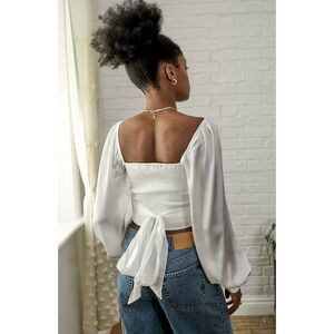 Urban Outfitters Maya Smocked Tie Back - Size M - White